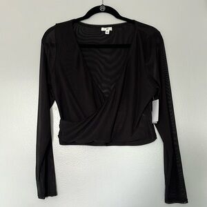 Black, Mesh, Cross over, BP, Crop Top, NWT